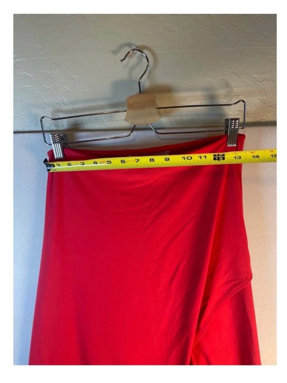 Susana Monaco Red Wrap Front High Slit Maxi Skirt XL Made in USA Stretch Nylon